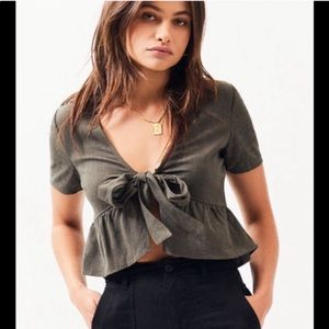 PacSun Front Tie Blouse XS NWT Olive